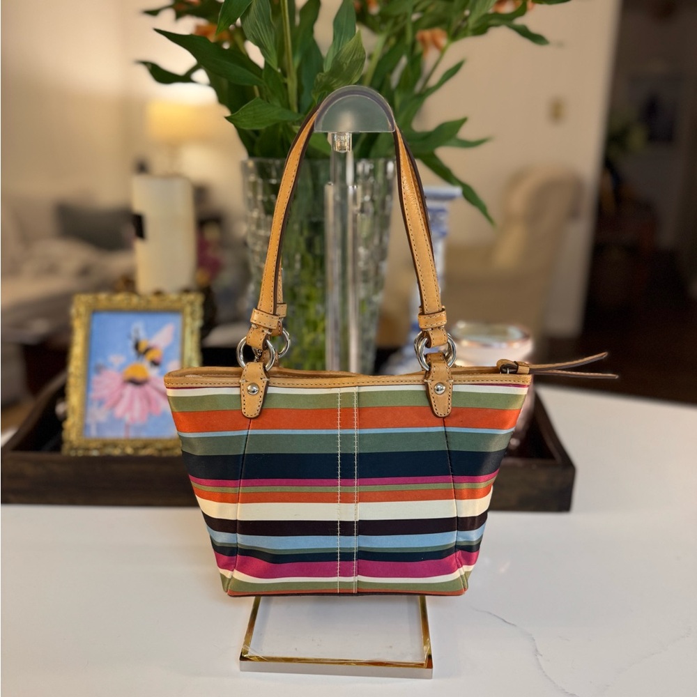 🩷🧡 COACH LEGACY STRIPE MINI TOTE! - Picture 5 of 10